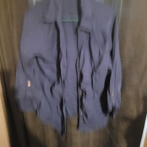 Faded Glory Navy Button-Front Top